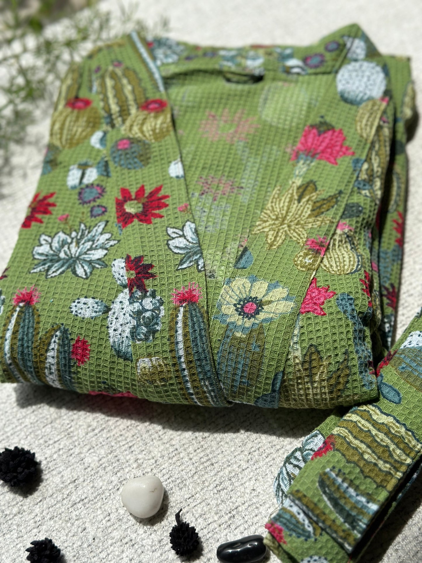 GREEN WAFFLE BATHROBE