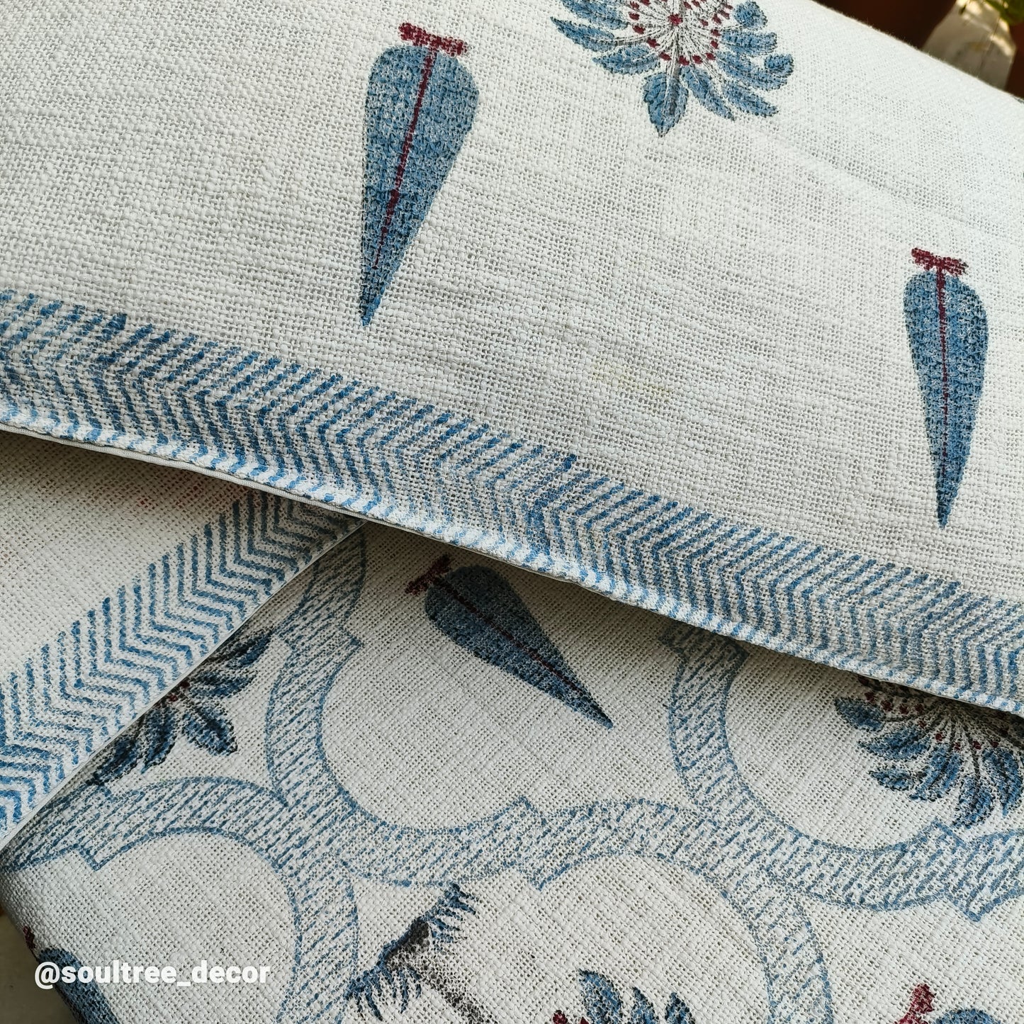 BLUE PALM JUTE BEDCOVER