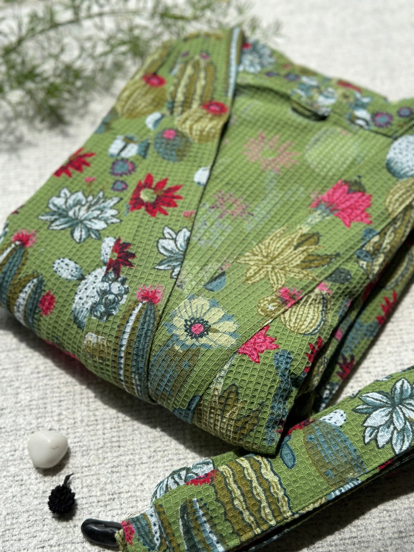 GREEN WAFFLE BATHROBE