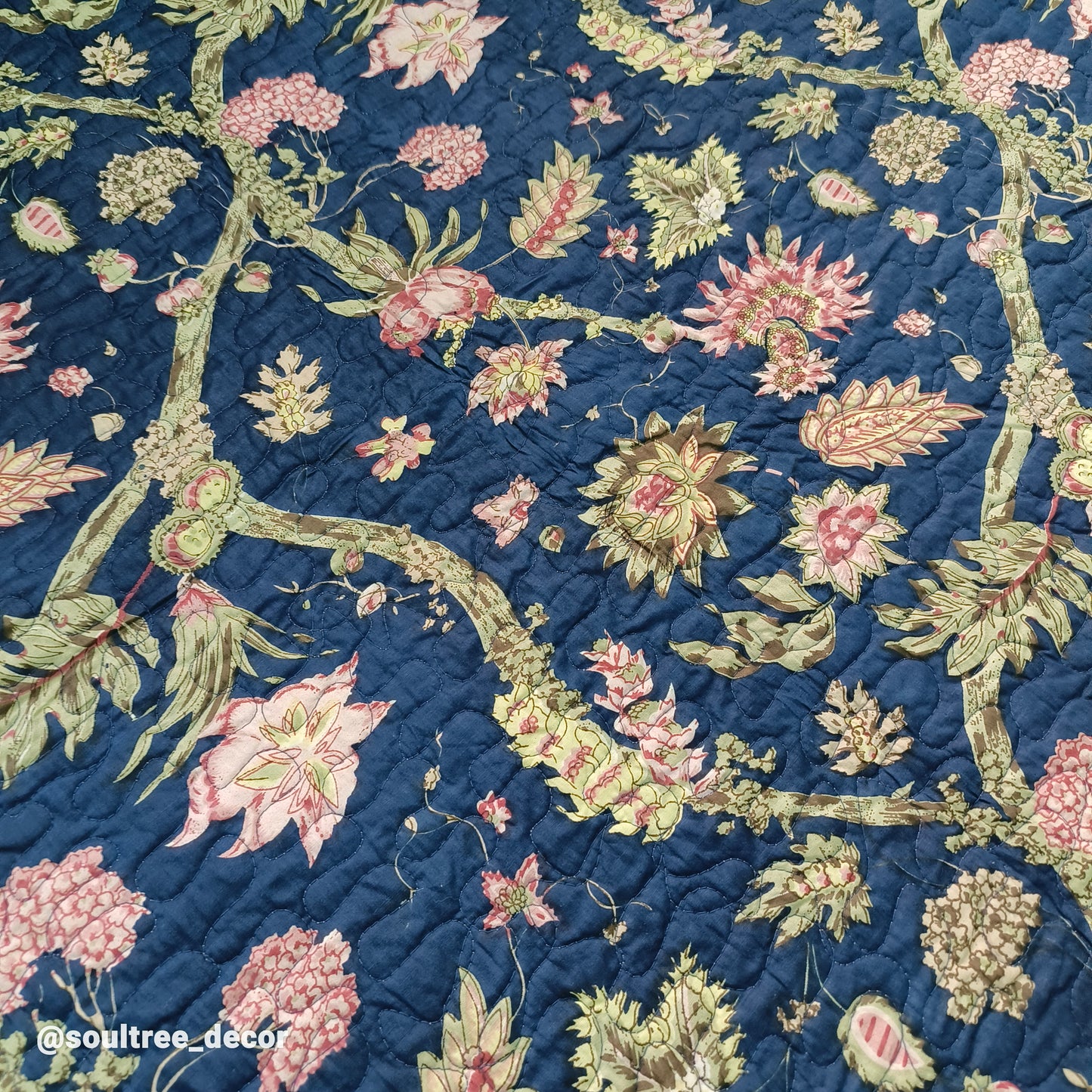 BLUE BLOOM QUILTED BEDCOVER