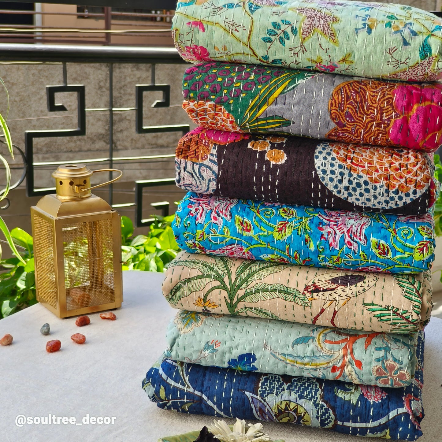 GRAY KANTHA BEDCOVER