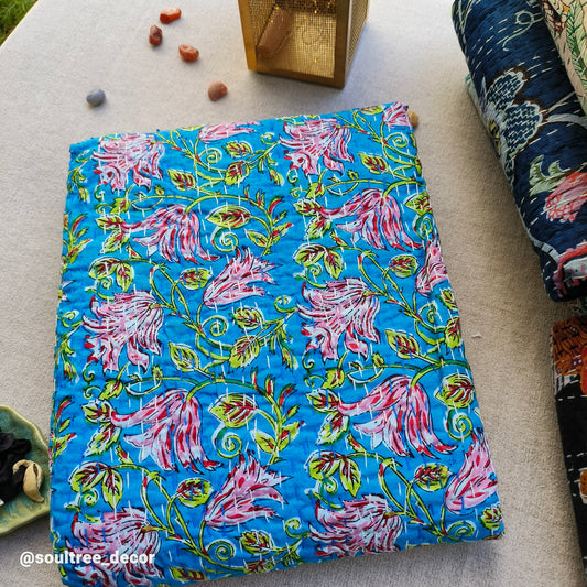 BLUE KANTHA BEDCOVER