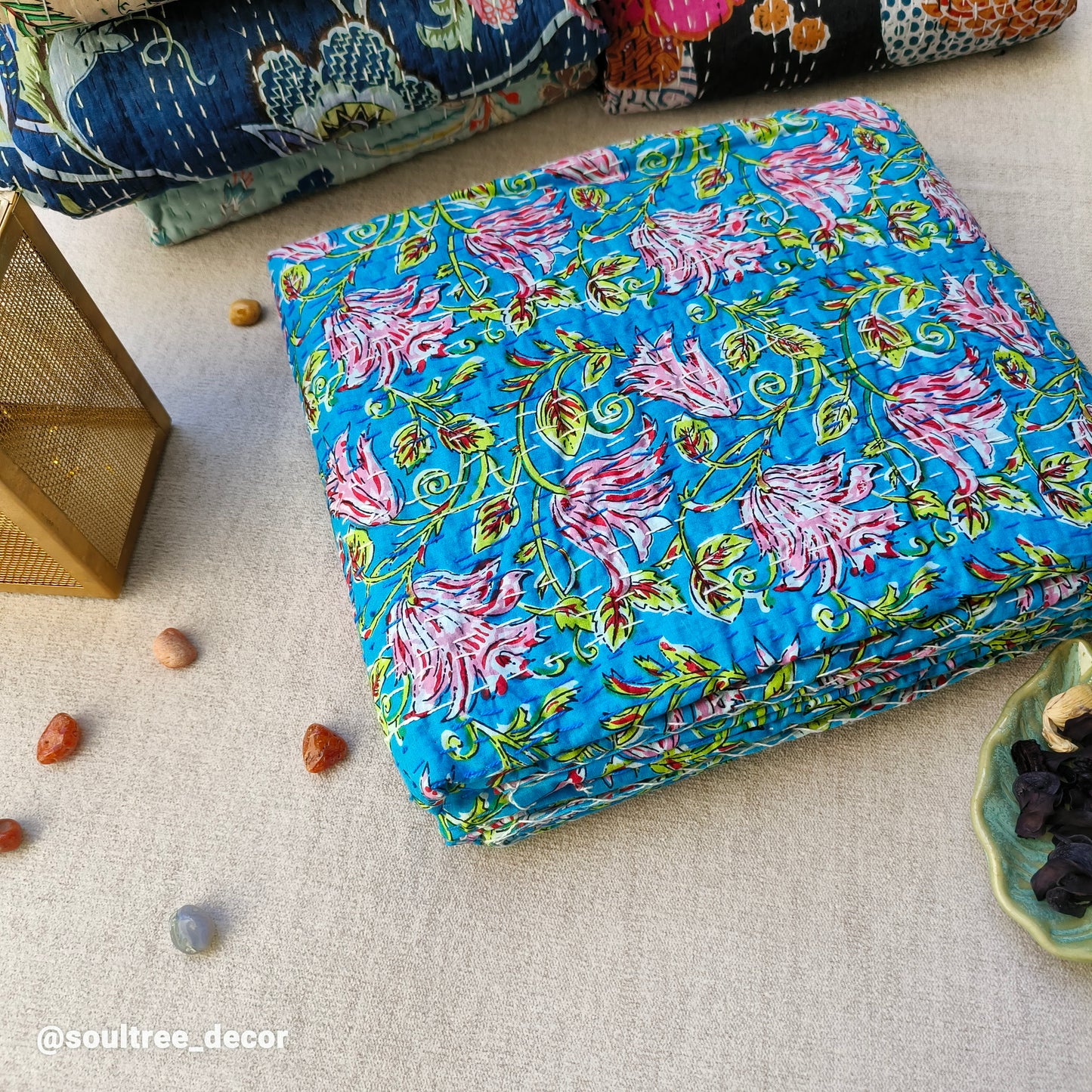 BLUE KANTHA BEDCOVER