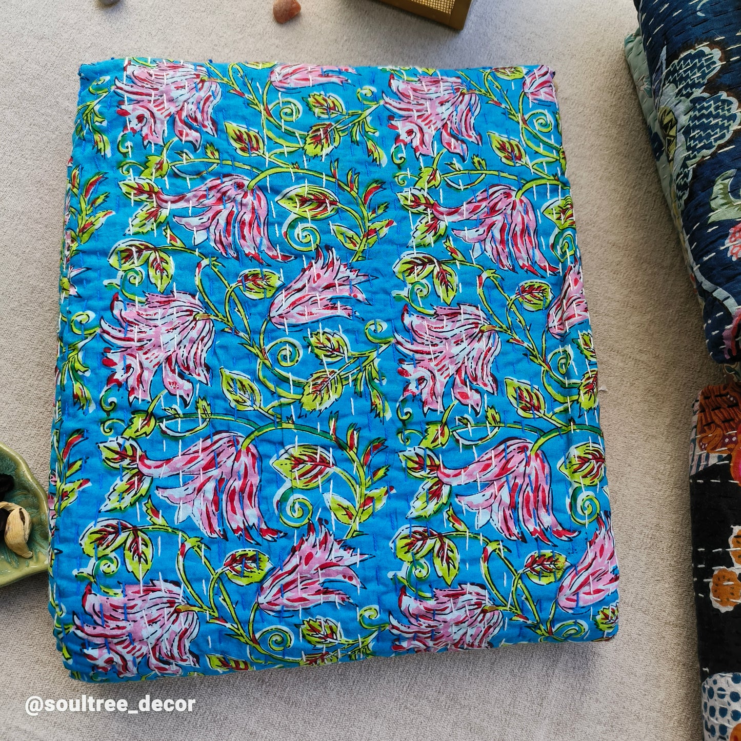 BLUE KANTHA BEDCOVER